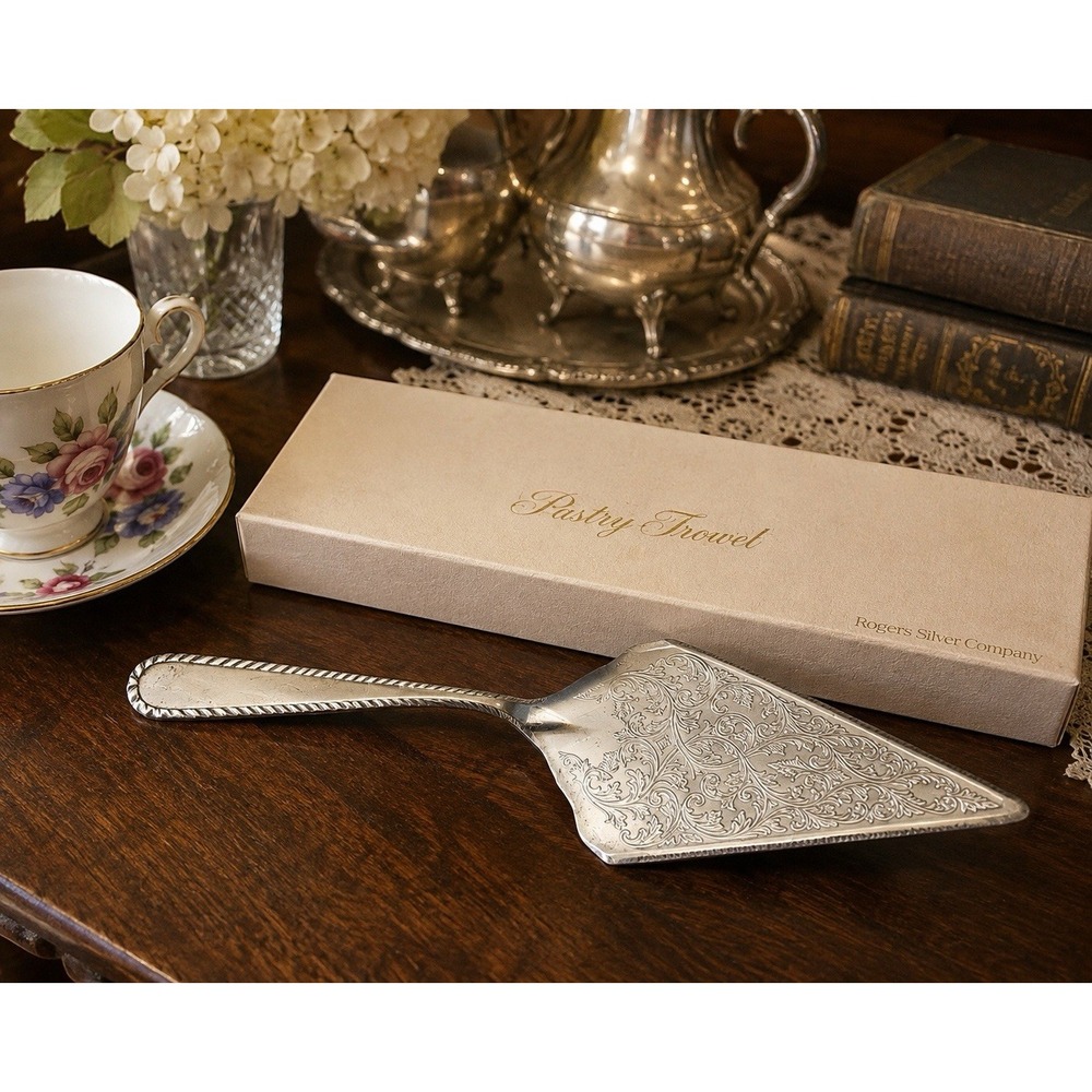 Vintage F.B. Rogers Pastry Trowel Cake Pie Server Silverplate Italy Original Box